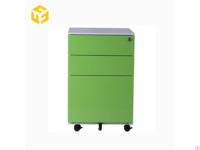 Steel Lockable Movable Filing Cabinet With 3 Drawer