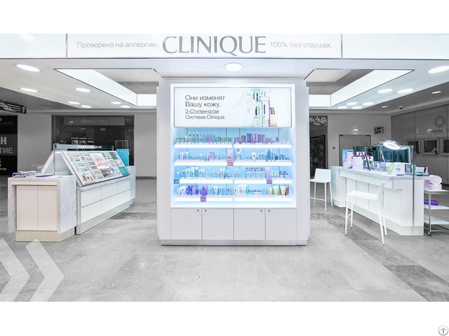 Mall Skin Care Kiosk Against The Wall Display Cabinet