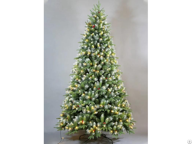 210cm Pre Lit Pe Pvc Mixed Christmas Tree With Red Berries