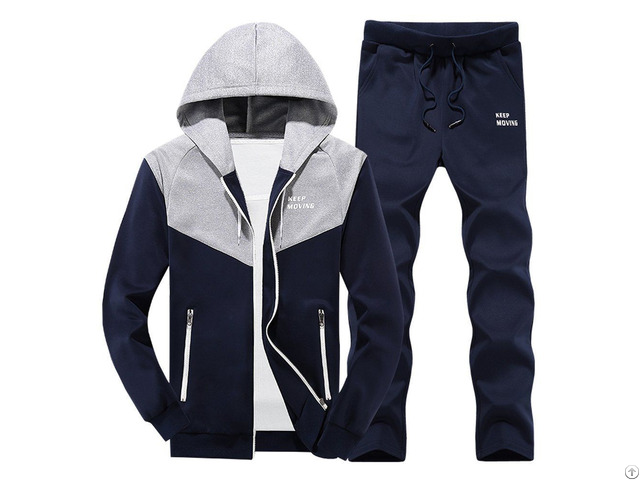 High Quality Men Fashion Sport Zip Up Hood Jacket And Jogger Tracksuit