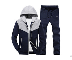 High Quality Men Fashion Sport Zip Up Hood Jacket And Jogger Tracksuit
