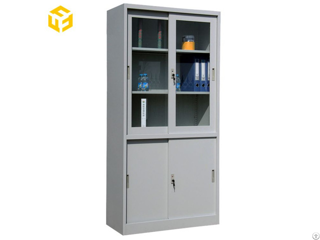 Locker Manufacturers Metal Cupboard Steel Filing Cabinet With Glass Sliding Door
