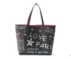 Graffiti Imprint Pu Leather Handbag