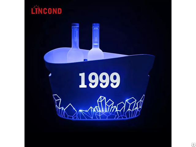 Customized Logo 8l Large Whiskey Wine Chiller Cooler Beer Plastic Led Flashing Ice Bucket