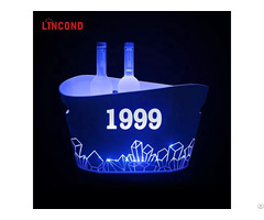 Customized Logo 8l Large Whiskey Wine Chiller Cooler Beer Plastic Led Flashing Ice Bucket