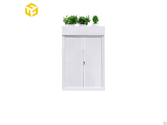 Furnitopper Tambour Unit Office Metal File Cabinet With Planter Box On Top