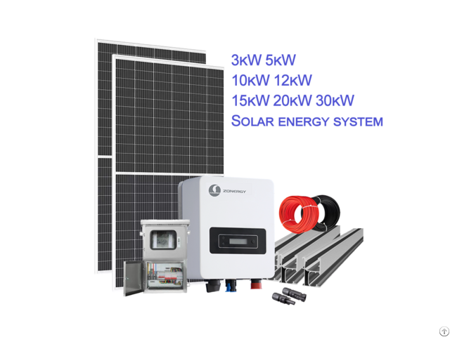 Zonergy 3kw 5kw Inverter Panels Brackets Mc4 Solar Energy System On Grid Complete Kit For Home