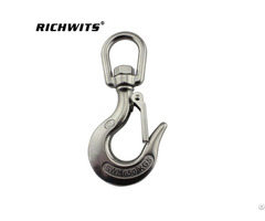 Stainless Steel Swivel Eye Slip Hook With Safety Latch Lifting Hoisting Crane Chain
