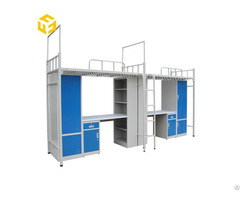 Student Staff Apartment School Dormitory Bunk Bed With Study Desks Bookshelves And Steel Locker