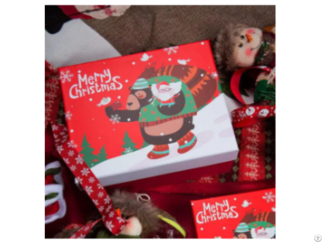 Santa Gift Box With Lid Cute And Funny Cartoon Design Adds Festive Atmosphere 3pcs In A Set