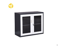 Furnitopper Mini Office Steel Filing Cupboard Home Small Glass Door Showcase Metal File Cabinet