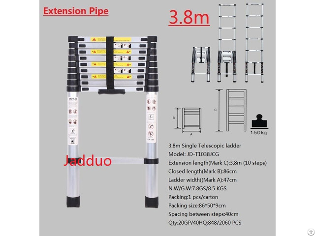 Single Telescopic Ladder Add Length Extension Pipe