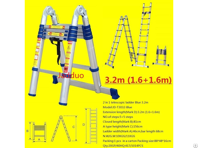 Blue 2 In 1 Telescopic Ladder