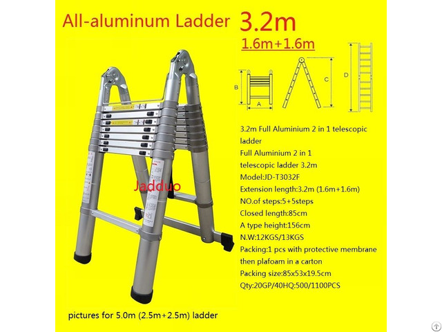 Full Aluminium 2 In 1 Telescopic Ladder