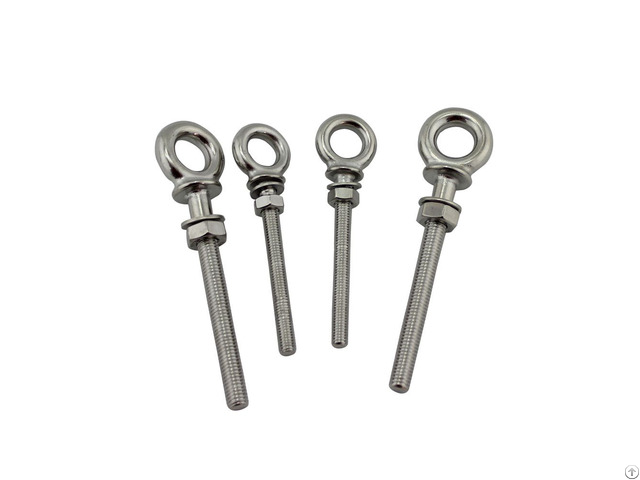 Stainless Steel 304 316 Fastener Long Eye Bolt With Washer And Nut