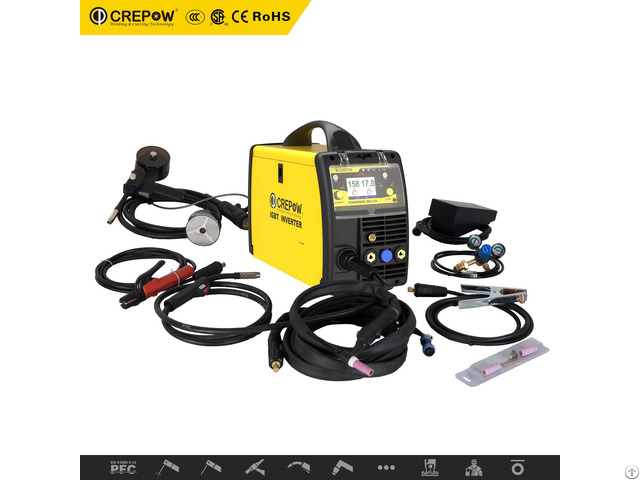 Crepow Powermig200lcd Inverter Multi Function Mig Stick Tig With Lcd