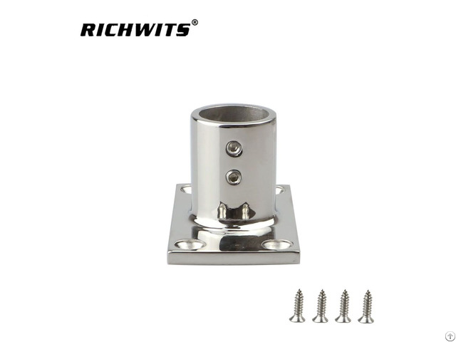 Stainless Steel Boat Hand Rail Fitting 90 Degree Rectangular Stanchion Base