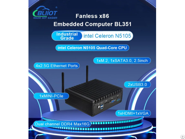 Industrial Monitoring Fanless Linux X86 Embedded Ipc Optional Cpu