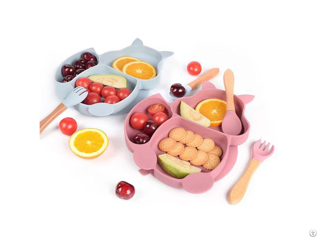 Fox Plate With Spoon Fork Durable Tableware Dinner Mealtime Feeding Weaning Set