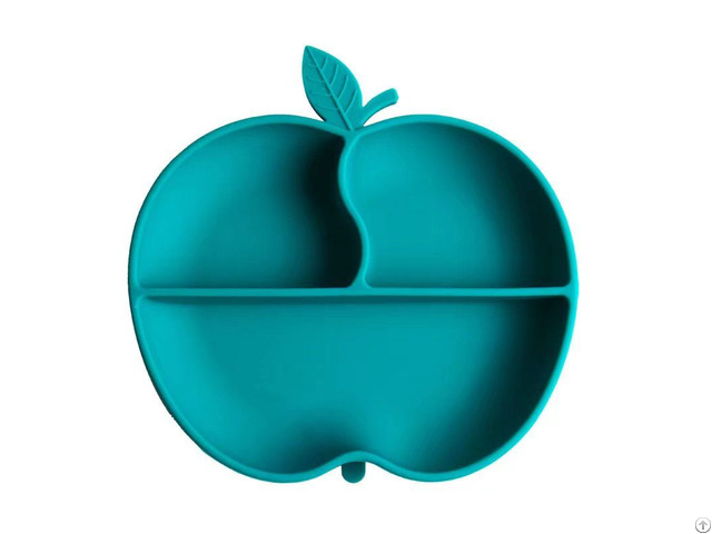 Silicone Suction Divided Apple Plate Food Grade Safe Feeding Baby