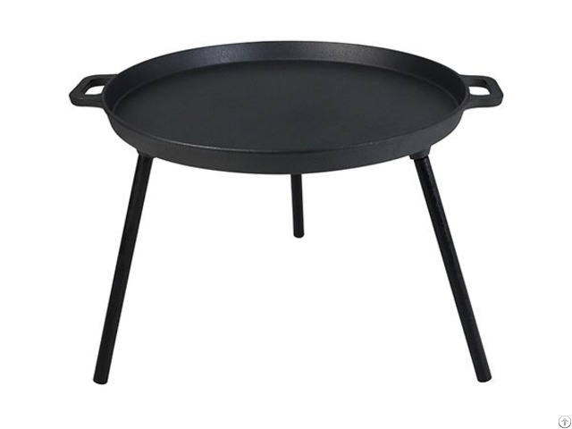 Outdoor Camping Cast Iron Barbecue Plate With 3 Removable Legs