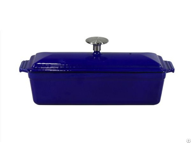 Rectangular Enameled Cast Iron Loaf Pan With Lid