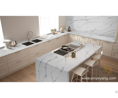 Calacatta White Quartz For Kitchen Countertop And Backsplash Nt409
