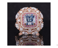 8×8mm Asscher Cut Blue Diamond Color Moissanite 10k Rose Gold Engagement Ring