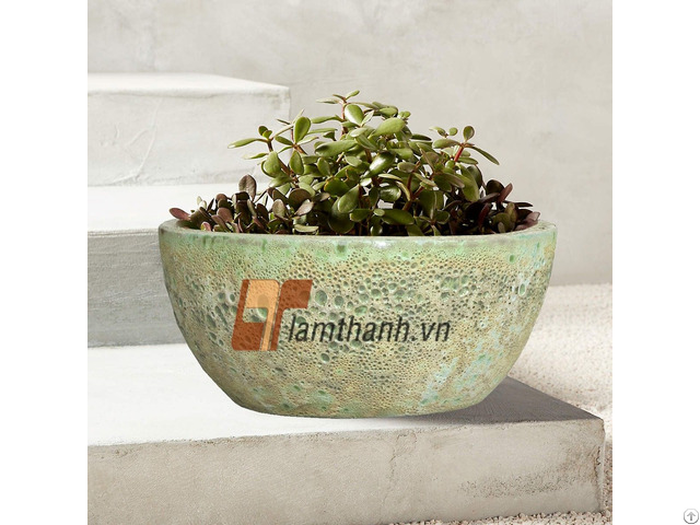 Wholesale Pottery Made In Vietnam Planter Round Bowl Flower Pot Set 4 For Exterior Décor