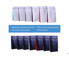(tp-s5fb)  White Flat Bottom Coffee Bag With Colorful Sides