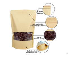 Tp S10yk 1 Kraft Paper Stand Up Pouch Bags With Clear Window