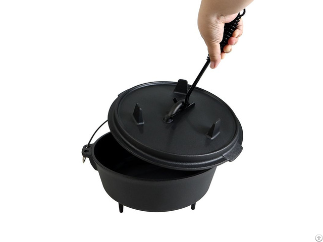 Camping Cast Iron Dutch Oven With Three Legs Lid