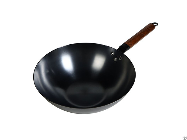 Nonstick Lightweight Rustproof Carbon Steel Wok With Wooden Handle