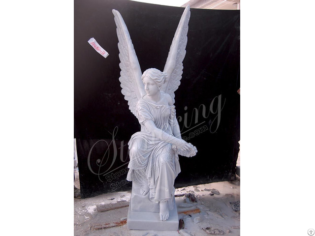 Manufacturer Hand Carved White Marble Angel Statue For Garden Or Home Decoration