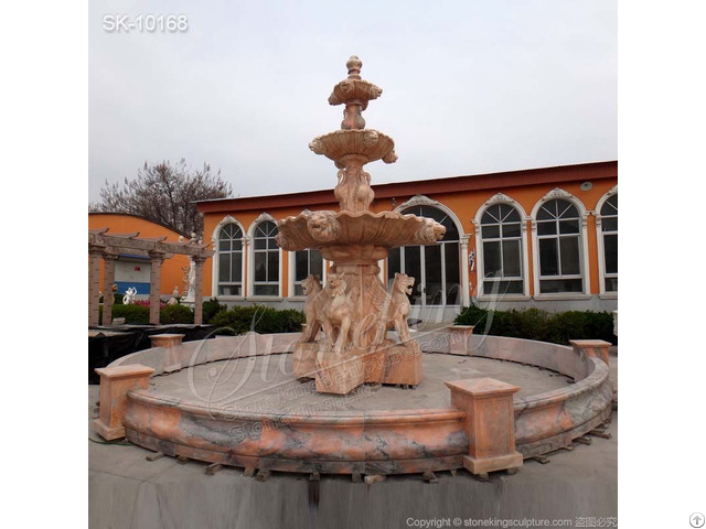 Large Marble Lion Water Fountain For Outdoor Garden Landscaping