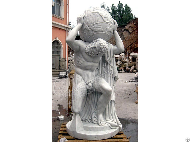 Manufacturer Hand Carved White Marble Greek Atlas Statue Holding The Heaven