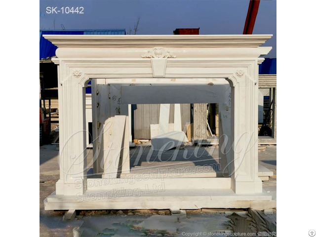 Factory Price Modern Bolection White Marble Fireplace Mantel Surrounds For Living Room