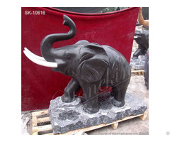 Hand Carved Black Marble Elephant Statue Sculpture For Outdoor Garden And Home Decor