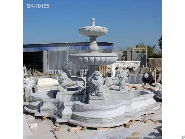 Outdoor Garden Large Marble Lion Statue Water Fountain For Landscaping Or Home Decor Factory Supply