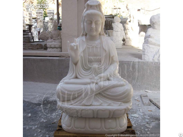 Factory Supply White Marble Guanyin Or Kwan Yin Statue For Outdoor Garden And Home Decor