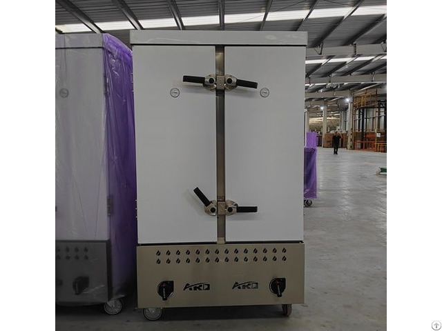 Flat Door Cng Gas 24 Trays Vertical Rice Steamer Cabinet With High Quality Stainless Steel