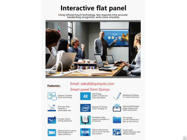 Smart Solution 86 Inch Interactive Flat Panel For Meeting Room And Classroom