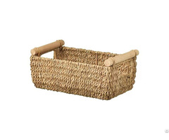 Seagrass Woven Storage Basket With Wooden Handles