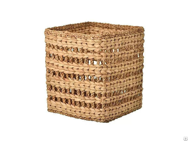 Square Reinforced Seagrass And Watercress Woven Laundry Basket