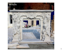 Manufacturer Hand Carved White Marble Fireplace Mantel Surround With Cherubs For Home Decor
