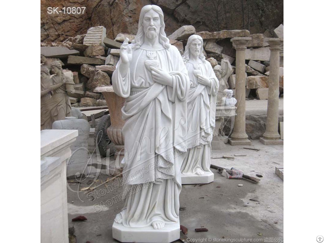 Religious Life Size White Marble Sacred Heat Of Jesus Statue For Catholic Church