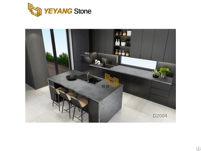 Mystic Dark Grey Quartz For Kitchen Island Countertop