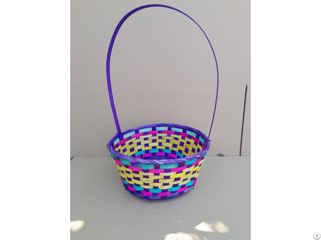 Colored Bamboo Storage Basket With Handles Gift Box Vietnam