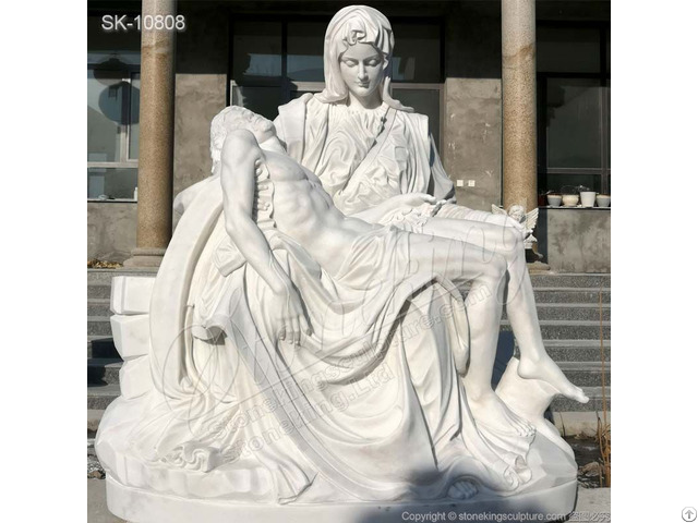 Religious White Marble Pieta Statue By Michelangelo For Church And Outdoor