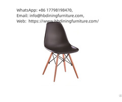 Plastic Dining Chair Solid Color Crossed Wooden Legs Dc P01